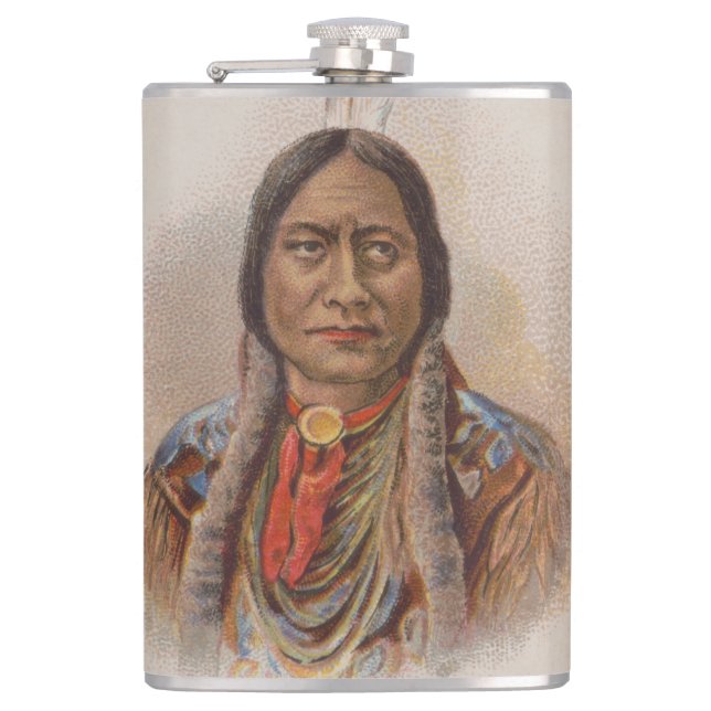 Rauchsignale: Lakota-Indianerschiff sitzt Bull Flachmann (Vorderseite)