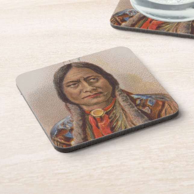 Rauchsignale: Lakota-Indianerschiff sitzt Bull Getränkeuntersetzer (Linke Seite)
