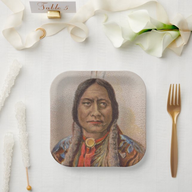 Rauchsignale: Lakota-Indianerschiff sitzt Bull Pappteller (Hochzeit)