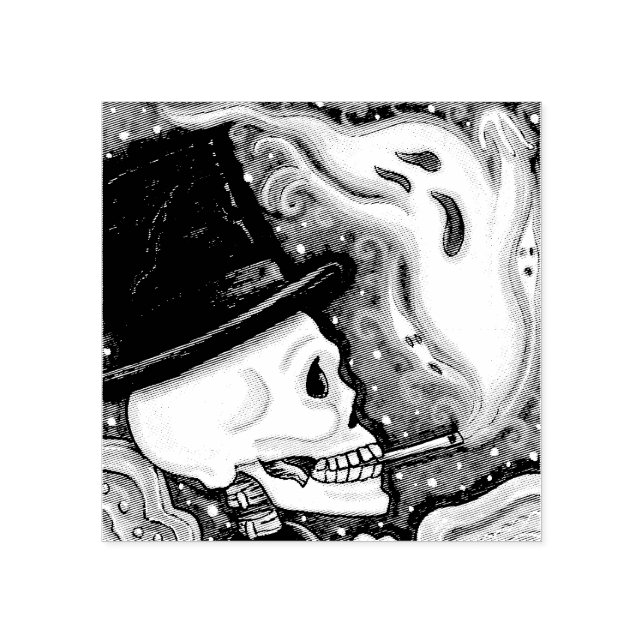 RAUCHSKELETON, FRIEDHOF RUBBER BRIEFMARKE GUMMISTEMPEL (Prägung)