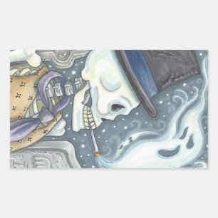 RAUCHSKELETON, FRIEDHOF-STICKER-SCHUHE RECHTECKIGER AUFKLEBER