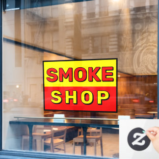 Rauchwarenladen Rot Gelb Schwarz Werbung Fensteraufkleber