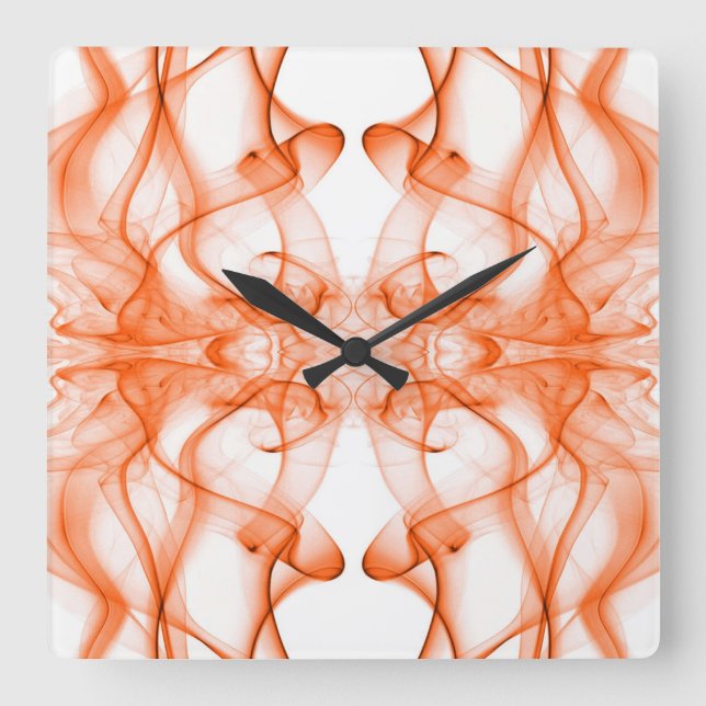 Rauchwolken auf weiß quadratische wanduhr (Vorderseite)