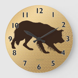 Raue Border-Collie-Schatten-Wanduhr Große Wanduhr