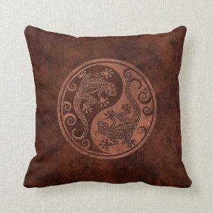 Raue Brown SteinYin Yang Geckos Kissen