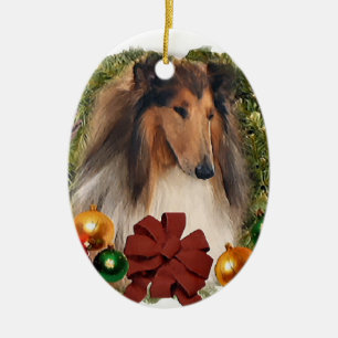 Raue Collie-Weihnachtsgeschenk-Verzierungen Keramik Ornament