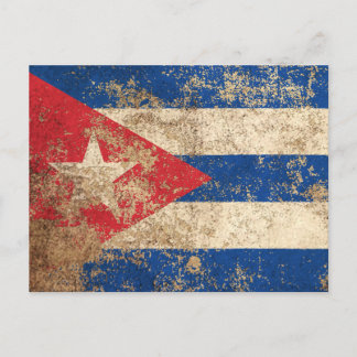 Raue gealterte Vintage kubanische Flagge Postkarte