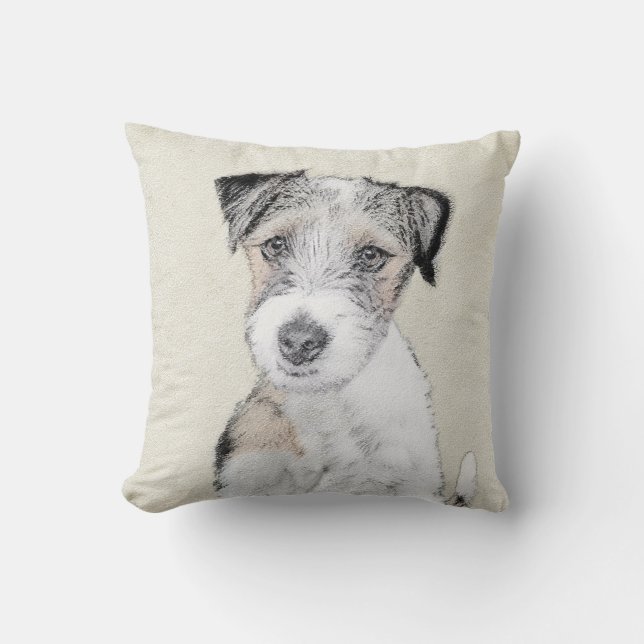 Raue Malerei Russells Terrier - ursprüngliche Kissen (Vorderseite)
