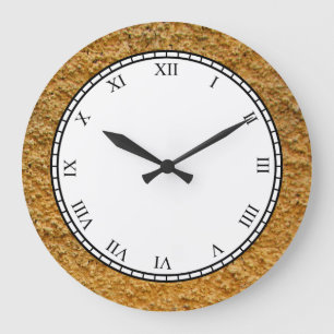 Raue rohe Beton gelbe Bau-Wand Große Wanduhr