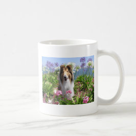 Rauer Collie in der Blumen-Tasse Kaffeetasse