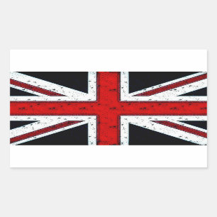Rauer Union Jack Rechteckiger Aufkleber