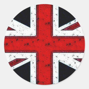 Rauer Union Jack Runder Aufkleber