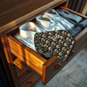 Raues Weißes Blütenmonogramm Anfangsbuchstaben Krawatte