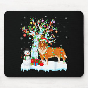 Rauhhaar Collie Hund Weihnachtsbaum Beleuchtung Ro Mousepad