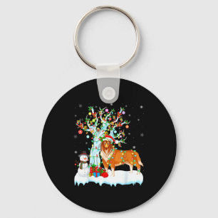 Rauhhaar Collie Hund Weihnachtsbaum Beleuchtung Ro Schlüsselanhänger