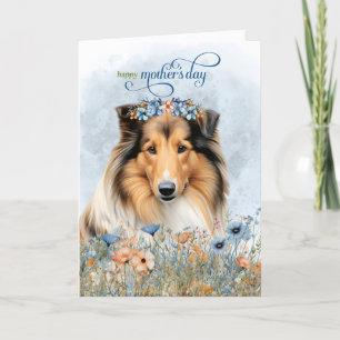 Rauhhaar Collie Hund Wildblumen Muttertag Feiertagskarte