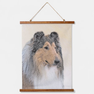 Rauhhaar Collie-Malerei - Süße originelle Hundekun Wandteppich Mit Holzrahmen