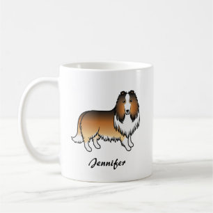 Rauhhaar Collie Süßer Cartoon-Hund & Name Kaffeetasse