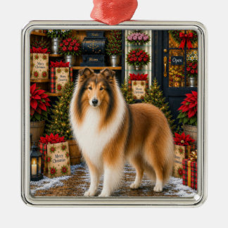Rauhhaar Collie Urlaub Ornament Aus Metall