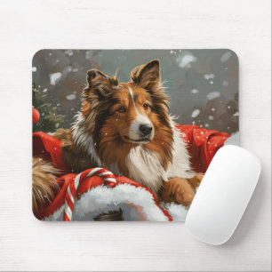 Rauhhaar Collie Weihnachten Festlich Mousepad
