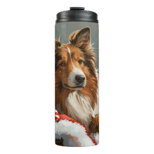 Rauhhaar Collie Weihnachten Festlich Thermosbecher