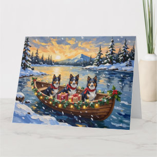 Rauhhaar Collie Weihnachtsboot Urlaub Karte