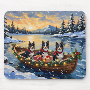 Rauhhaar Collie Weihnachtsboot Urlaub Mousepad