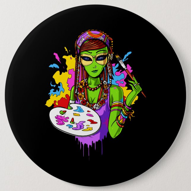 Raum-alienhippie-Malerei-Künstler Button (Vorderseite)