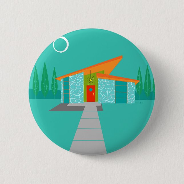 Raum-Alters-Cartoon-runder Knopf Button (Vorderseite)