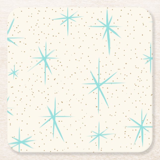 Raum-Alters-Türkis-Sternexplosion-harter Rechteckiger Pappuntersetzer (Vorderseite)