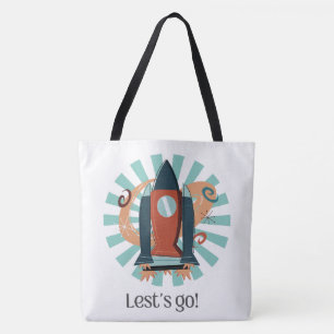 RAUM, ASTRONAUT, UFO, ROCKETSHIPS, UNIVERSUM TASCHE