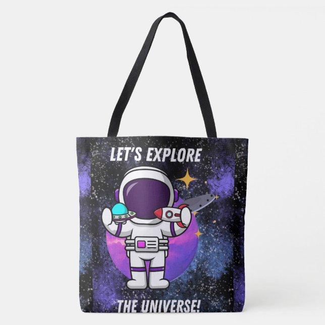 RAUM, ASTRONAUT, UFO, ROCKETSHIPS, UNIVERSUM TASCHE (Vorderseite)