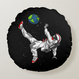 Raum-Astronauten-Fußball-Fußball kosmisch Rundes Kissen