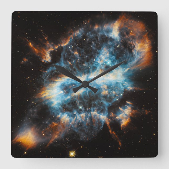 Raum-Astronomie des Nebelfleck-NGC 5189 Quadratische Wanduhr (Vorderseite)