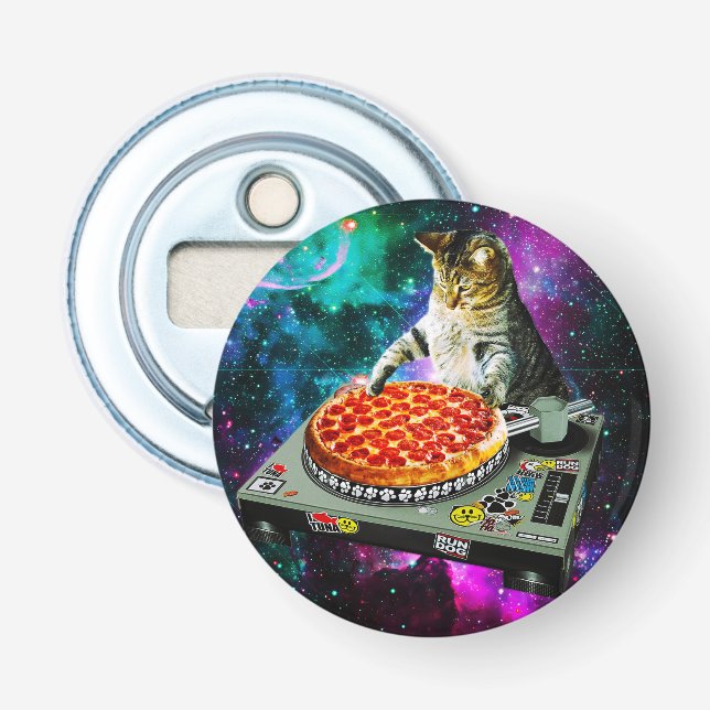 Raum-DJ-Katzenpizza Flaschenöffner (Vorderseite)