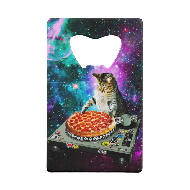 Raum-DJ-Katzenpizza Geldbeutel Flaschenöffner (Vorderseite)