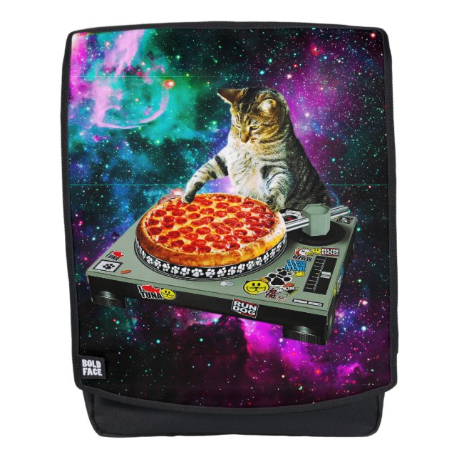 Raum-DJ-Katzenpizza Rucksack (Vorderseite)