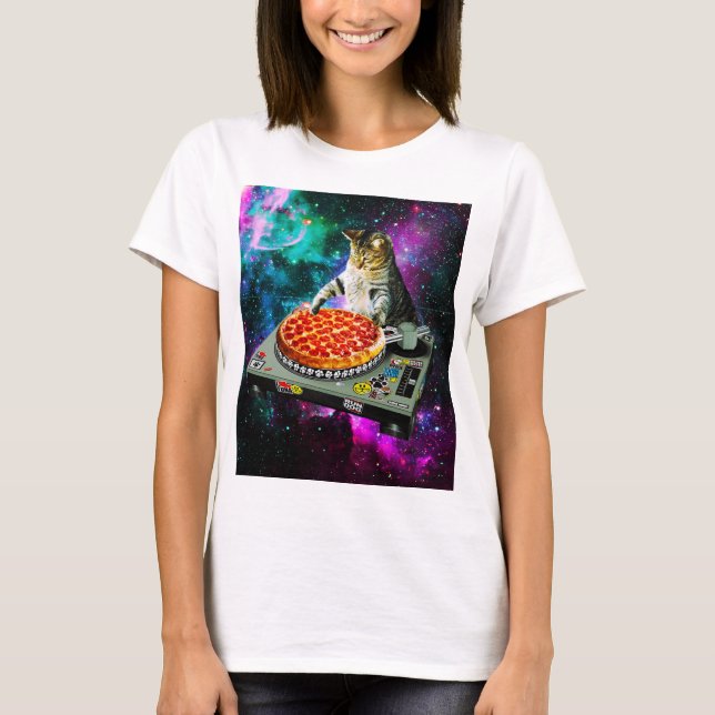 Raum-DJ-Katzenpizza T-Shirt (Vorderseite)