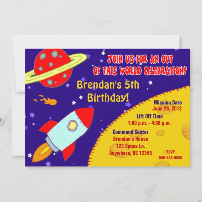 Raum-Galaxie-Kindergeburtstag-Einladung Einladung (Vorderseite)