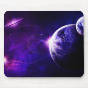 Raum-Galaxie-Planeten-Sterne in den lila blauen Mousepad