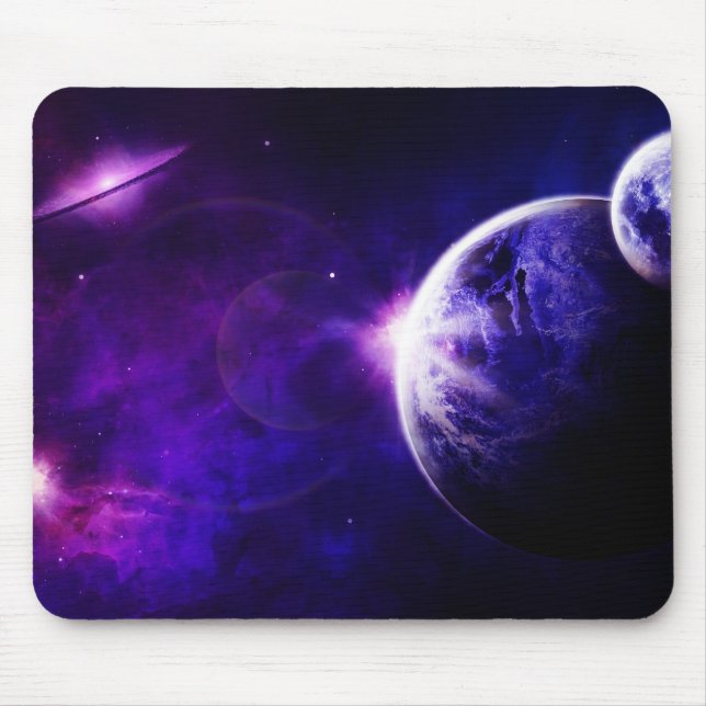 Raum-Galaxie-Planeten-Sterne in den lila blauen Mousepad (Vorne)