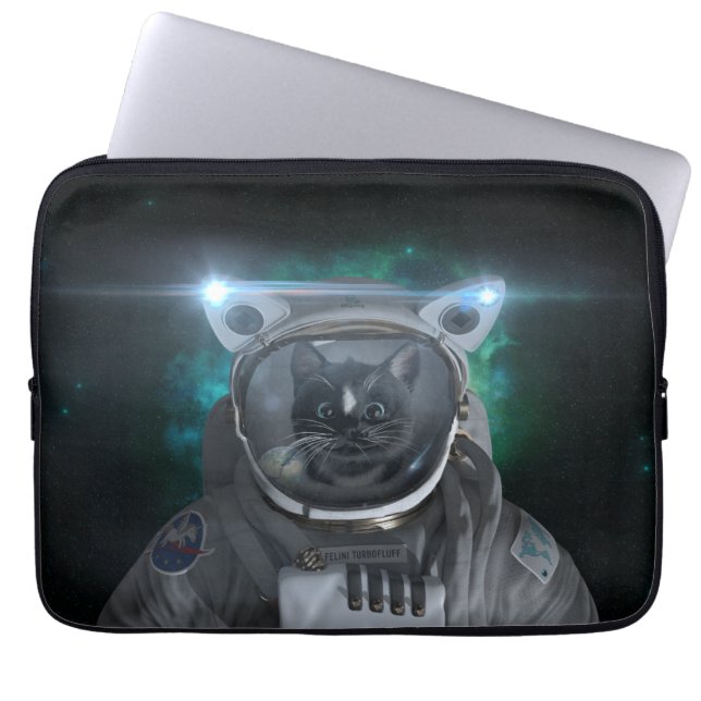 Raum-Katze - grüner Nebelfleck - Laptopschutzhülle (Vorderseite)