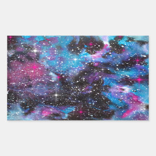 Raum-Kunst-Aquarell-Galaxie Rechteckiger Aufkleber