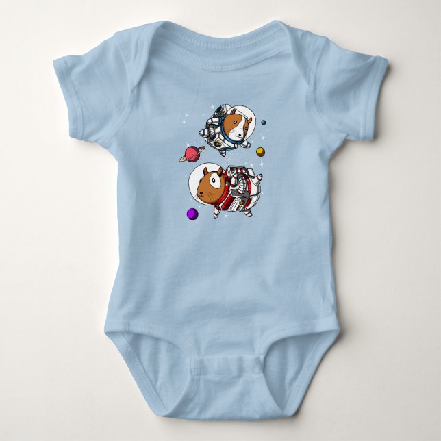 Raum-Meerschweinchen-Astronautenkosmisches Baby Strampler (Vorderseite)