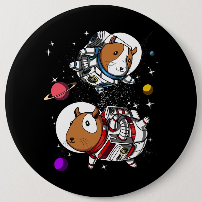 Raum-Meerschweinchen-Astronautenkosmisches Button (Vorderseite)