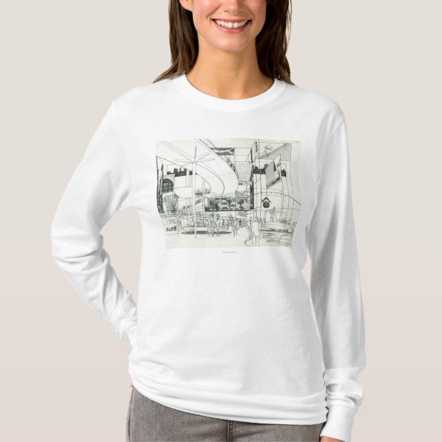 Raum-Nadel-Luftkonzept, das 2 zeichnet T-Shirt (Vorderseite)