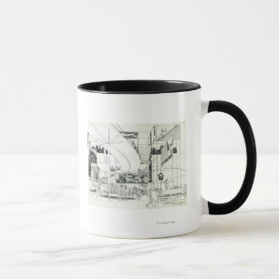 Raum-Nadel-Luftkonzept, das 2 zeichnet Tasse
