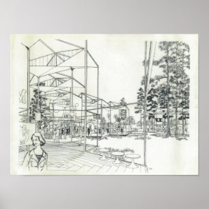 Raum-Nadel-Luftkonzept-Zeichnen Poster