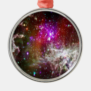 Raum - Pacman Nebula Silbernes Ornament