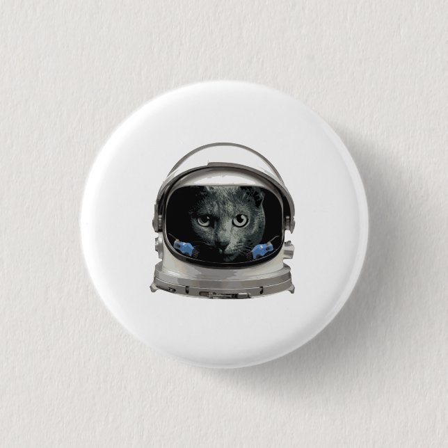 Raum-Sturzhelm-Astronauten-Katze Button (Vorderseite)